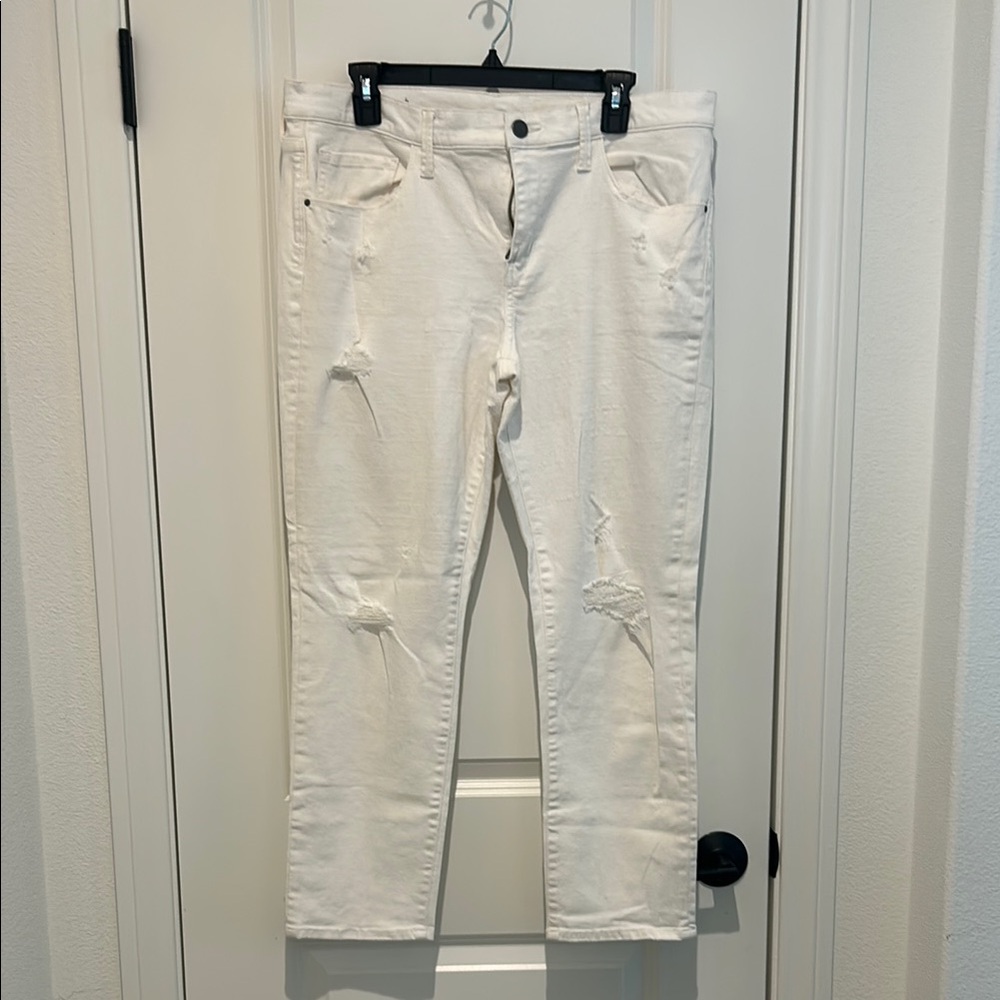 Treasure & Bond skinny boyfriend crop White Distressed Jeans